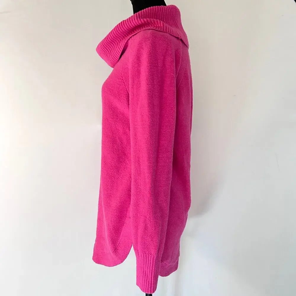 Anthropologie Moth Brenta Sweater Women's Cowl‎ Neck Oversized Tunic Pink Medium